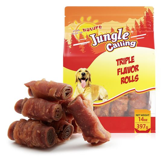 Jungle Calling Chicken, Duck & Beef Rawhide-Free Rolls Dog Treats