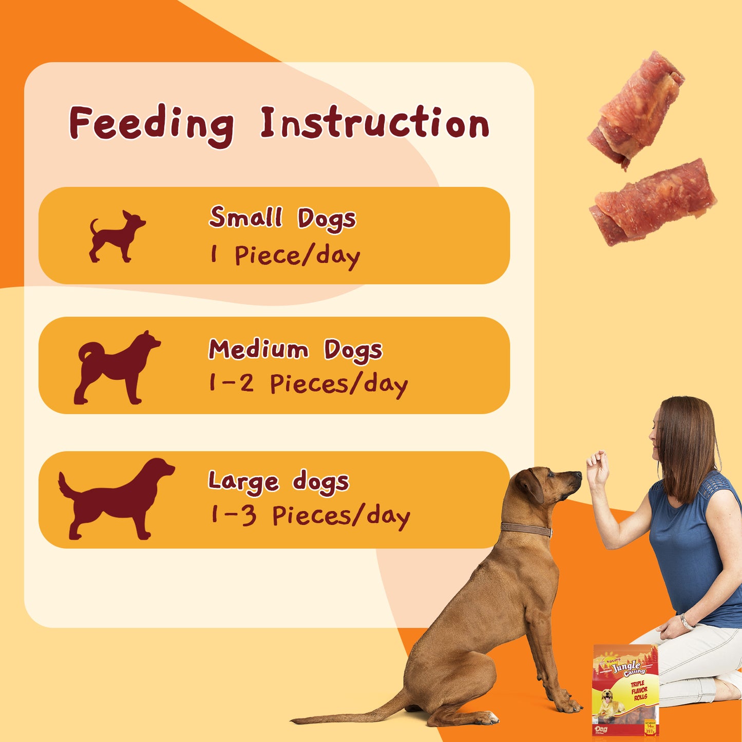 Jungle Calling Chicken, Duck & Beef Rawhide-Free Rolls Dog Treats