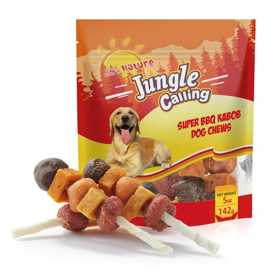 Jungle Calling Chicken, Duck, Beef, Sweet Potato & Pumpkin Rawhide Kabob Dog Treats