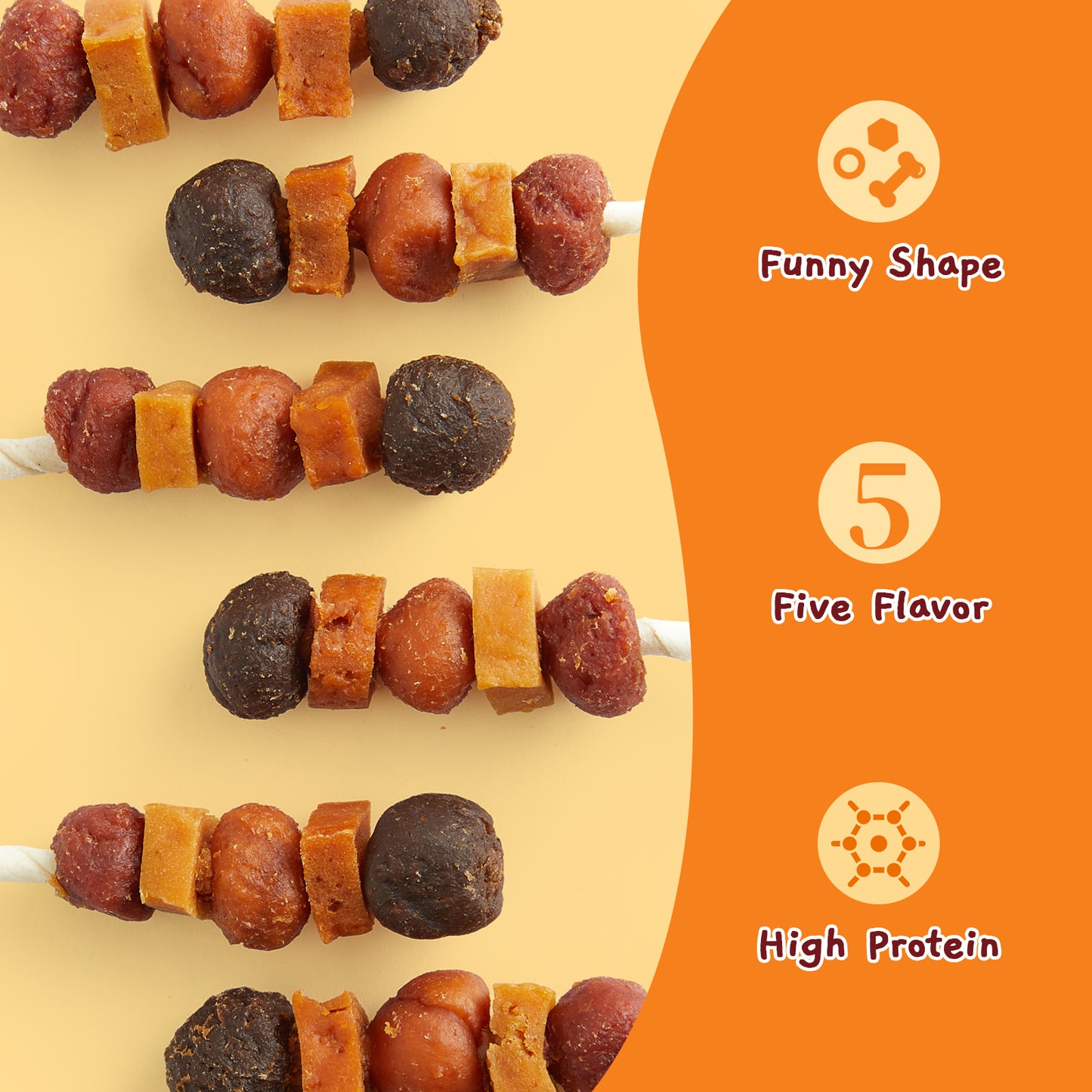 Jungle Calling Chicken, Duck, Beef, Sweet Potato & Pumpkin Rawhide Kabob Dog Treats