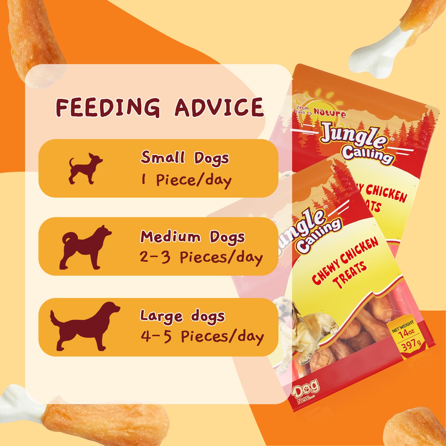 Jungle Calling Chicken Calcium Bone Dog Treats
