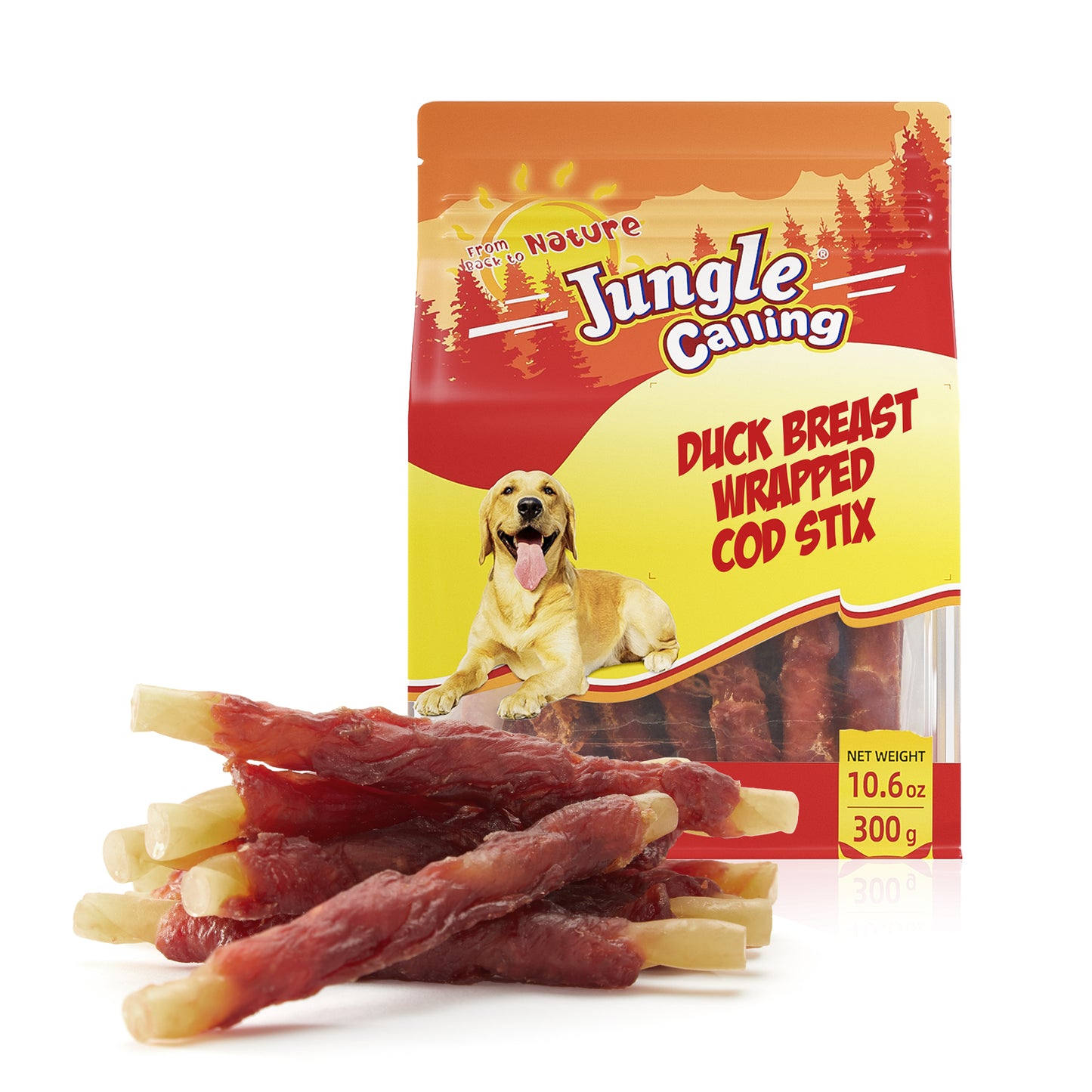 Duck Wrapped Cod Sticks Dog Treats, Rawhide Free Training Rewards Snacks for Dogs, Natural Chewy Sticks Treats, 10.6oz