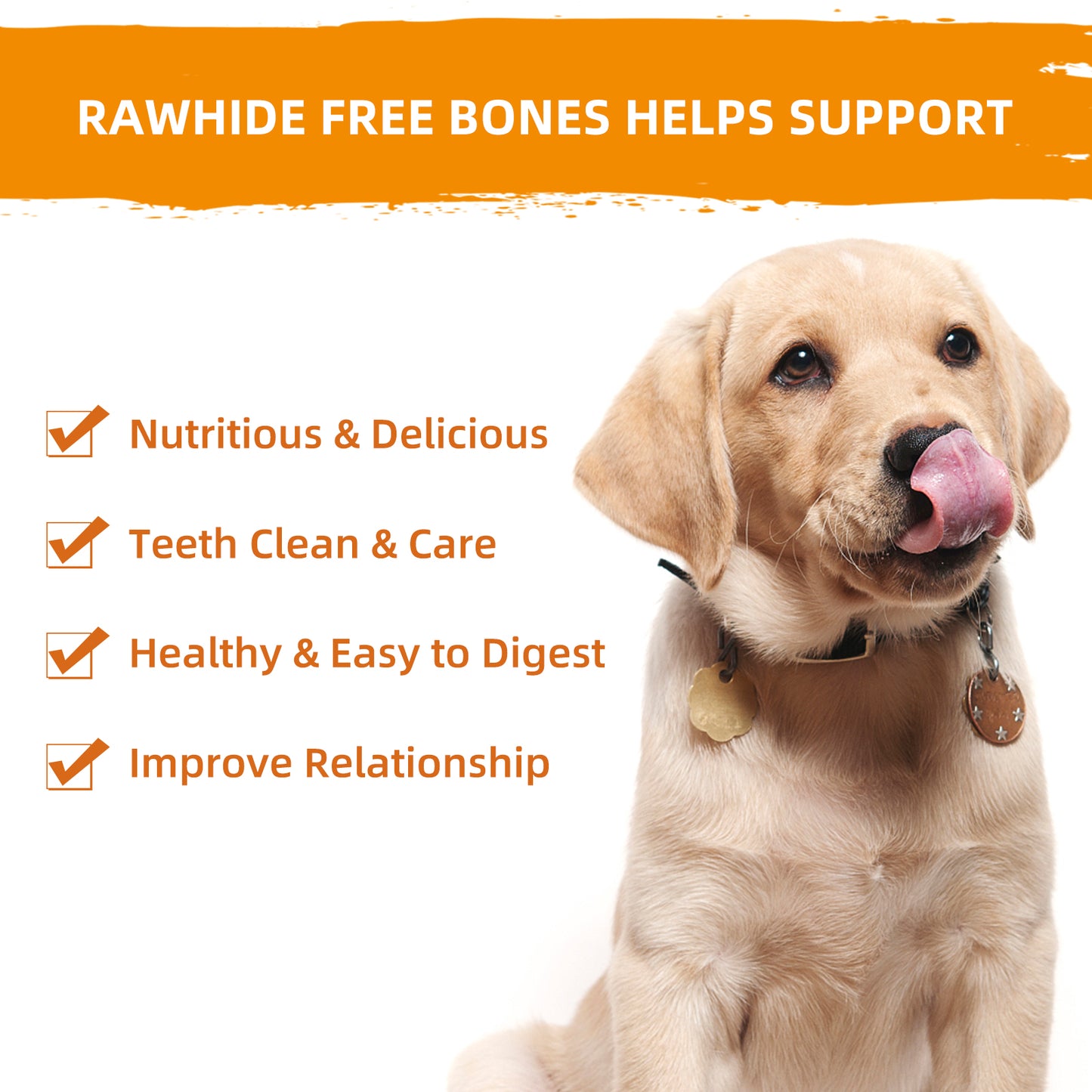 Rawhide Free Dog Chew Treats, Real Chicken Wrapped Peanut Butter Bones, Teeth Clean Chewy Training Snacks, 6 oz