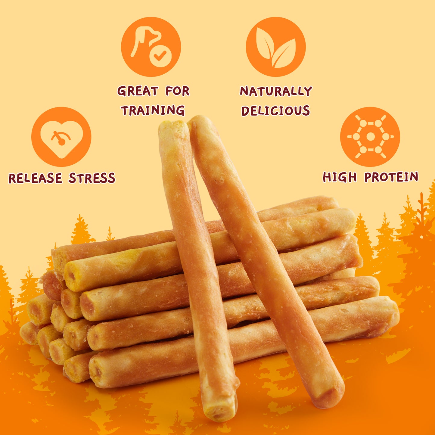 Jungle Calling Collagen Sticks for Dogs, Chicken Flavored Chews, Long Lasting Rawhide Alternative Treats for Small Medium Dog, Healthy Chew Bones, 5 Inch, 14 oz