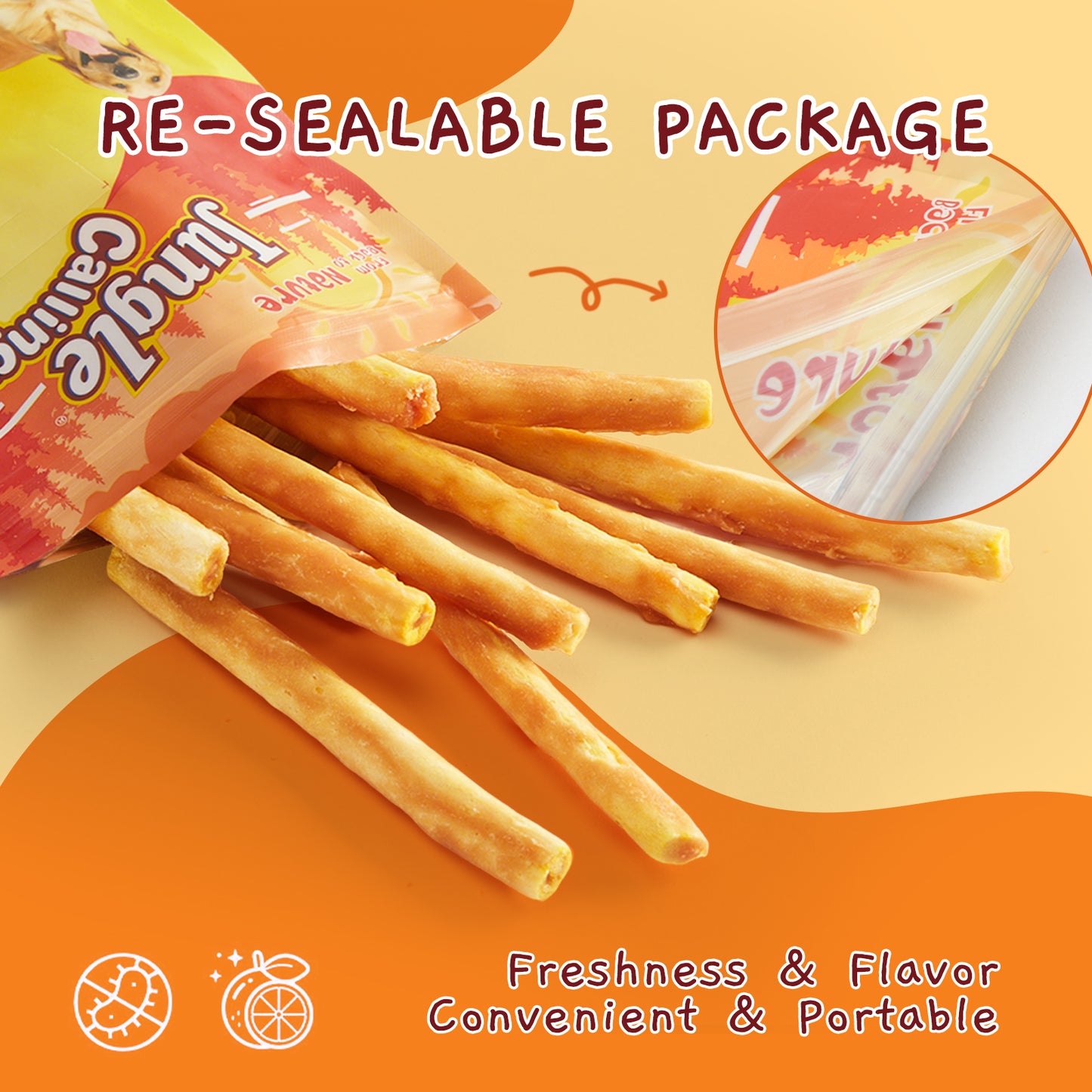 Jungle Calling Collagen Sticks for Dogs, Chicken Flavored Chews, Long Lasting Rawhide Alternative Treats for Small Medium Dog, Healthy Chew Bones, 5 Inch, 14 oz