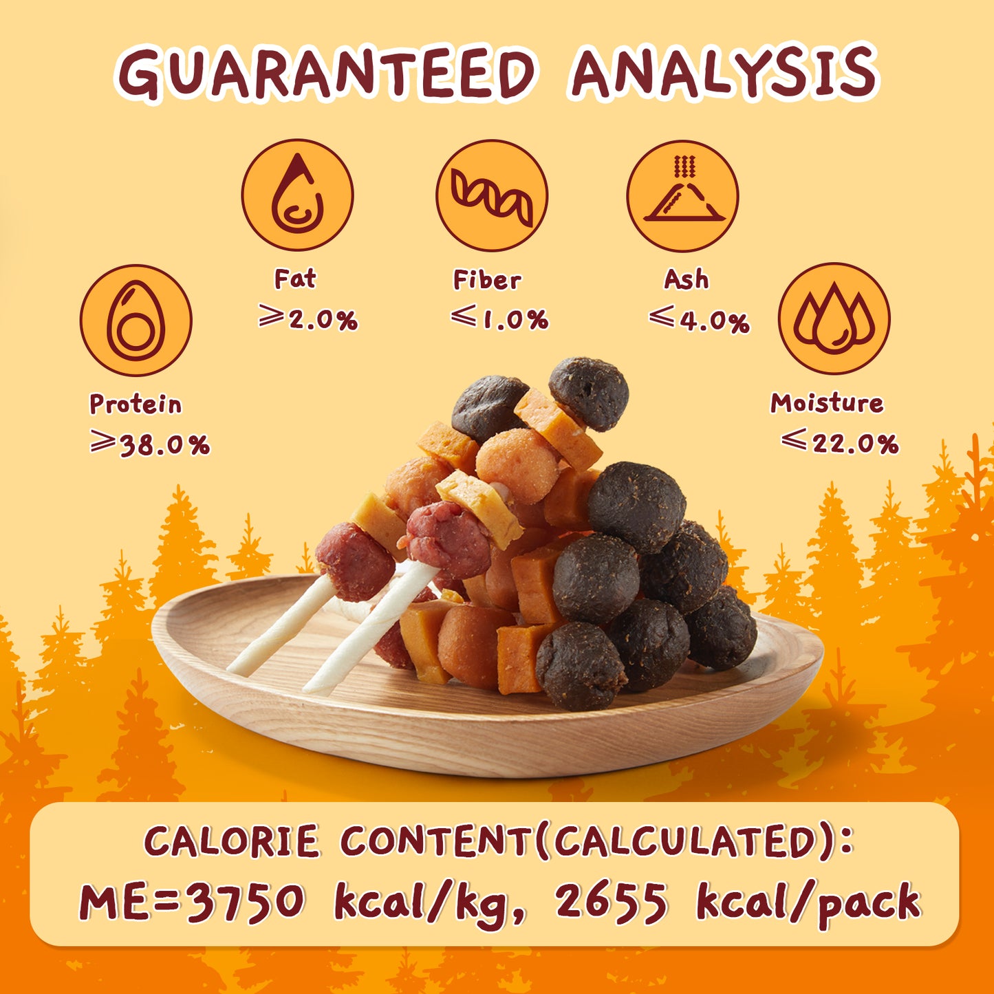 Jungle Calling Dog Treats, Snacks Kabobs, Chicken,Duck, Beef, Sweet Potato & Pumpkin,Rawhide Sticks, 25 oz