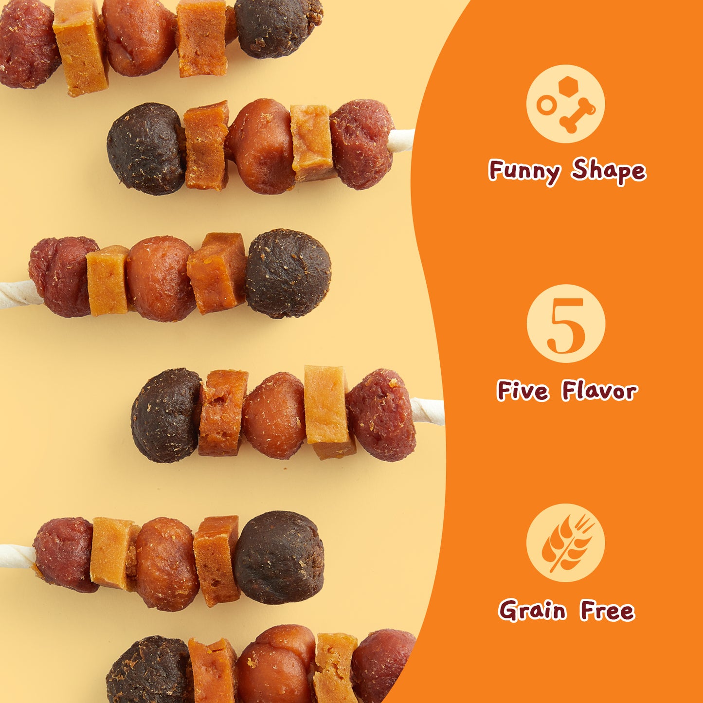 Jungle Calling Dog Treats, Snacks Kabobs, Chicken,Duck, Beef, Sweet Potato & Pumpkin,Rawhide Sticks, 25 oz