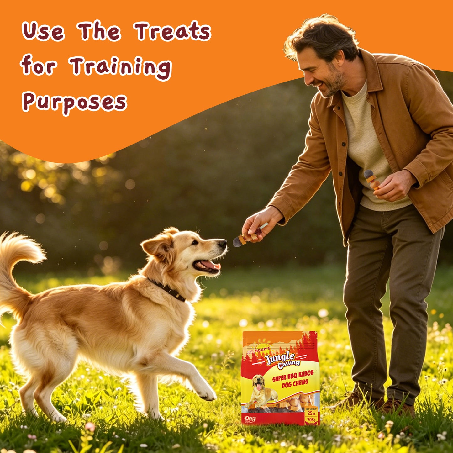 Jungle Calling Dog Treats, Snacks Kabobs, Chicken,Duck, Beef, Sweet Potato & Pumpkin,Rawhide Sticks, 25 oz