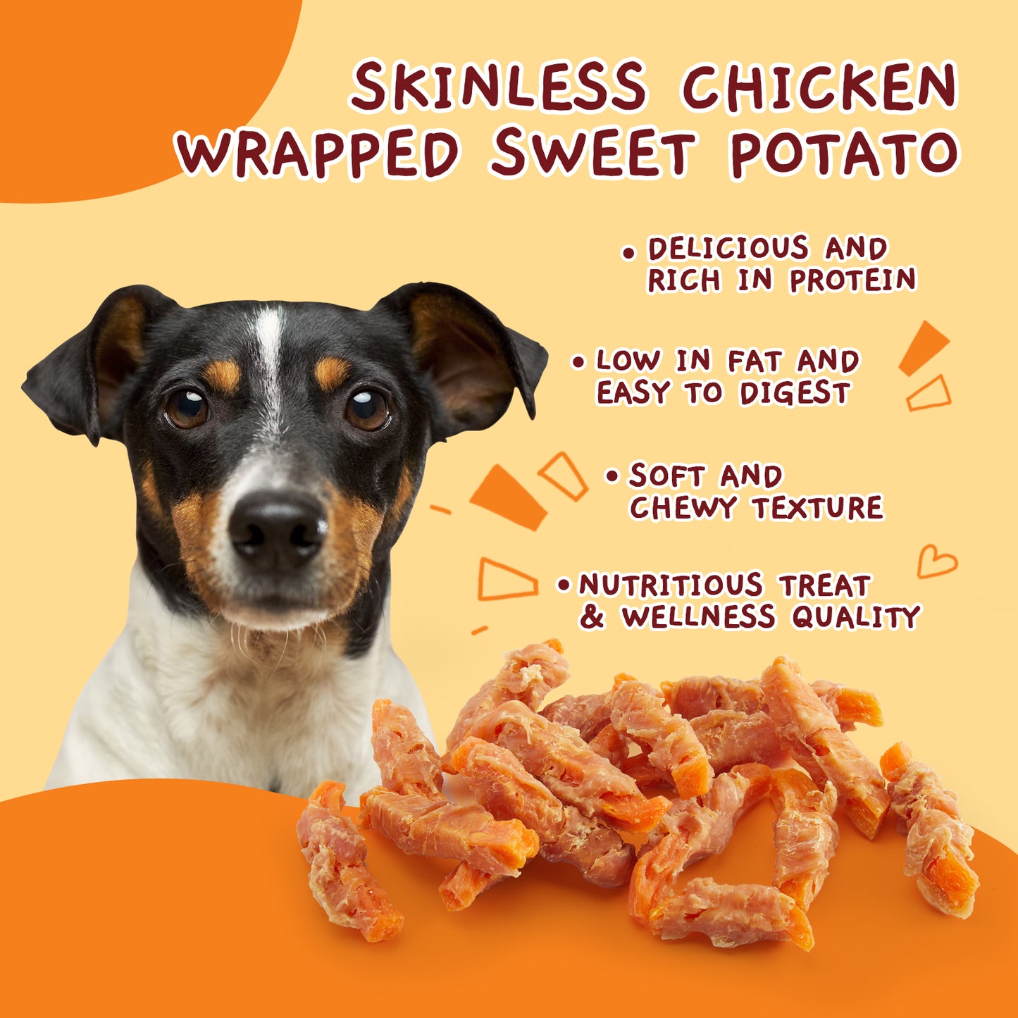 Jungle Calling Dog Treats, Chicken Wrapped Sweet Potato, Gluten and Grain Free, Chewy Dog Bites for Balanced Nutrition, 25 oz