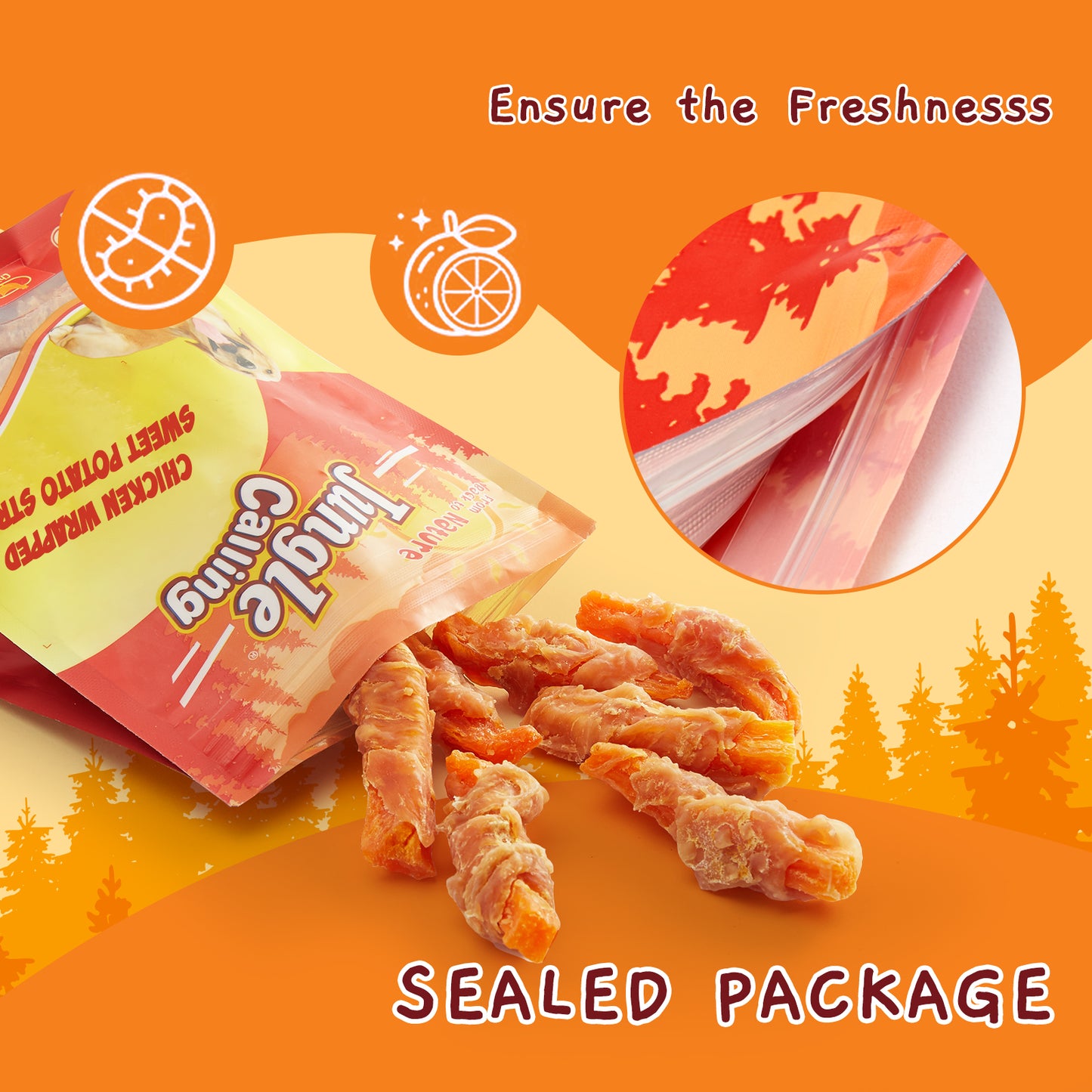 Jungle Calling Dog Treats, Chicken Wrapped Sweet Potato, Gluten and Grain Free, Chewy Dog Bites for Balanced Nutrition, 25 oz