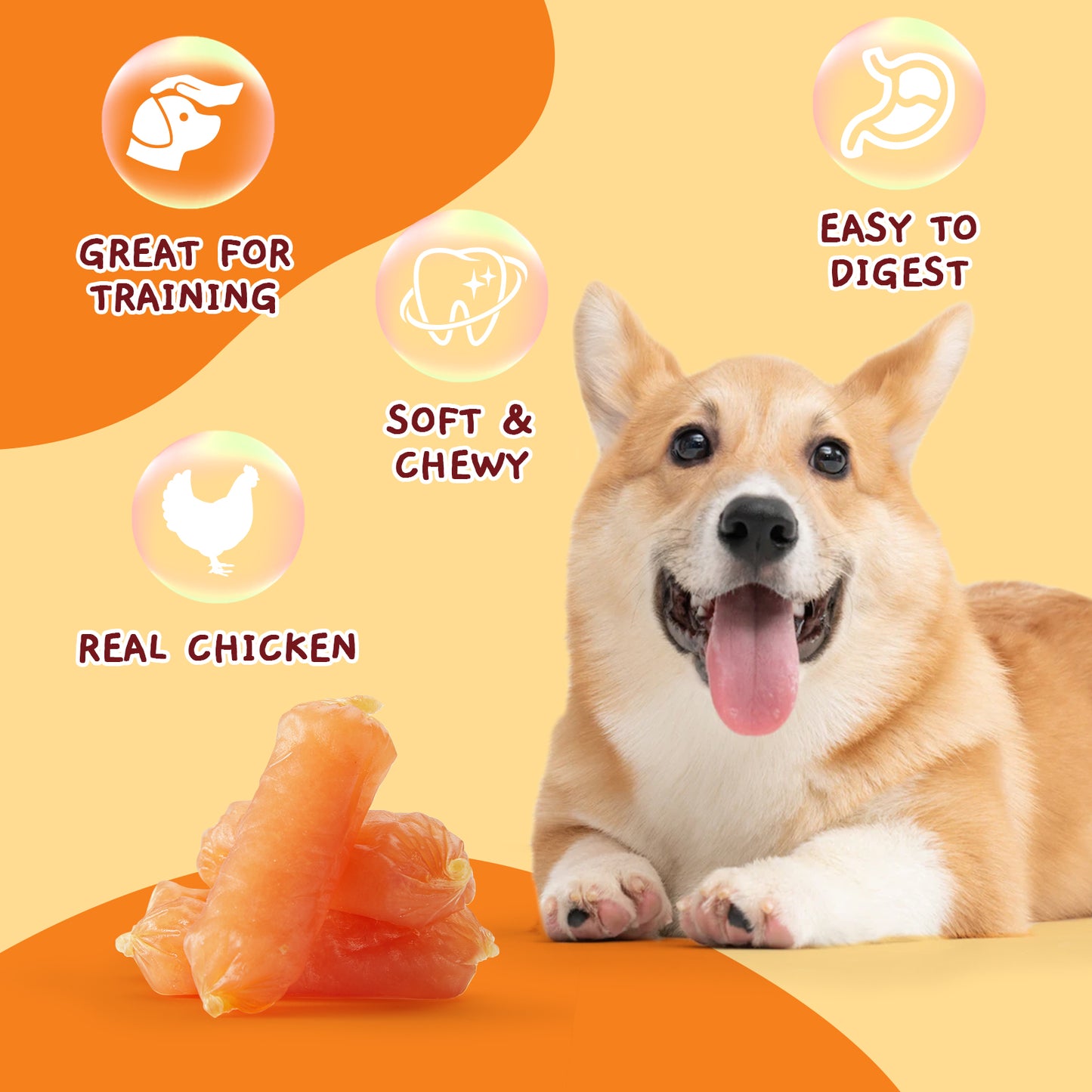Jungle Calling Chicken Sausage Dog Treats Chicken Jerky Training Treats, Slow Roasted Snacks for Medium and Large Dogs Chewy Treats, 14oz