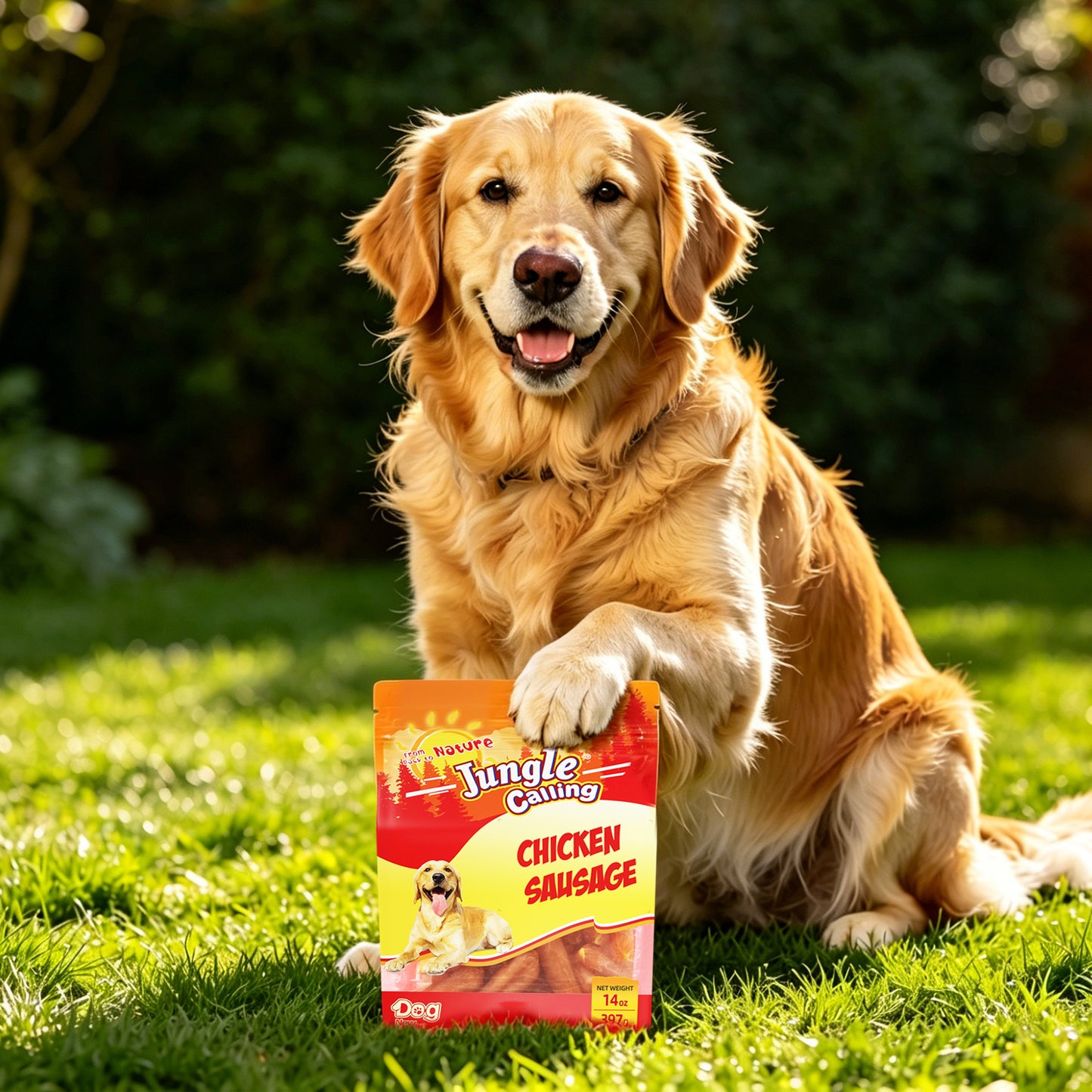 Jungle Calling Chicken Sausage Dog Treats Chicken Jerky Training Treats, Slow Roasted Snacks for Medium and Large Dogs Chewy Treats, 14oz