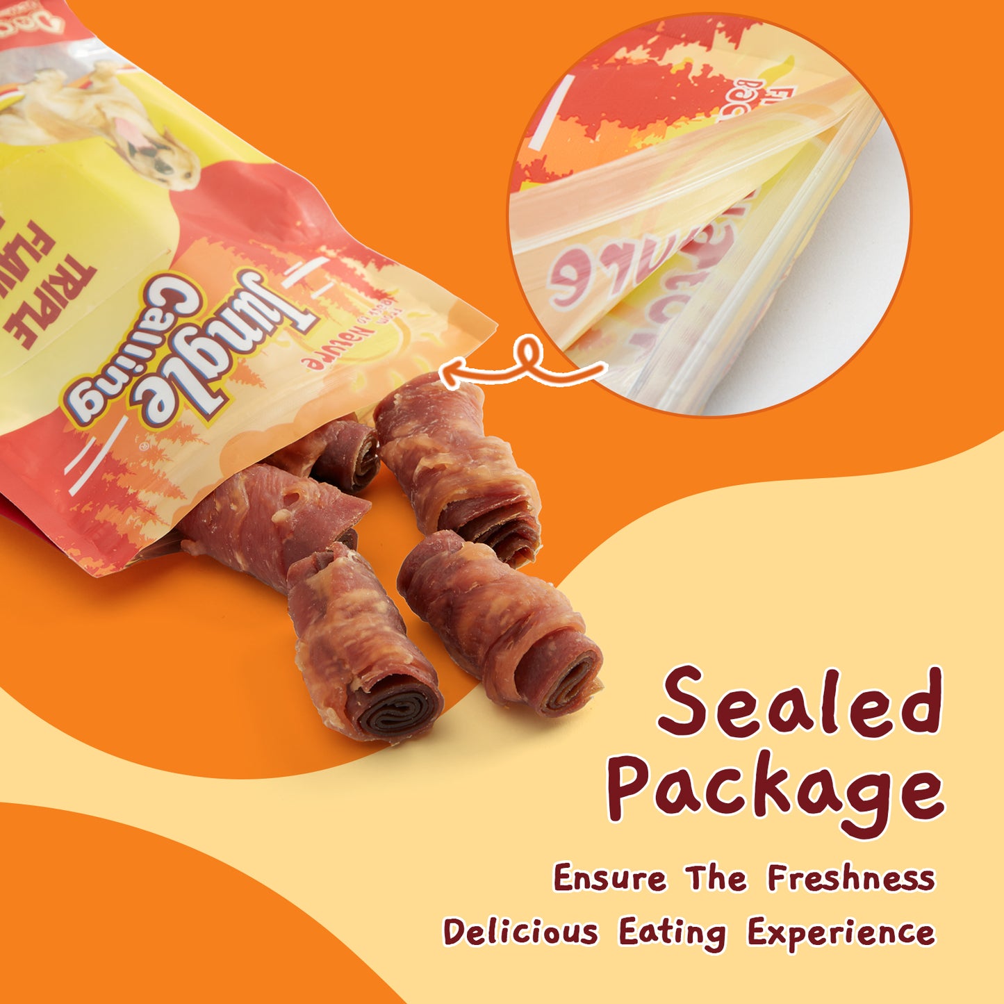 Jungle Calling Triple Flavor Rolls Dog Treats,Real Chicken Duck Beef Meat, Rawhide Free Dog Snacks, 25oz