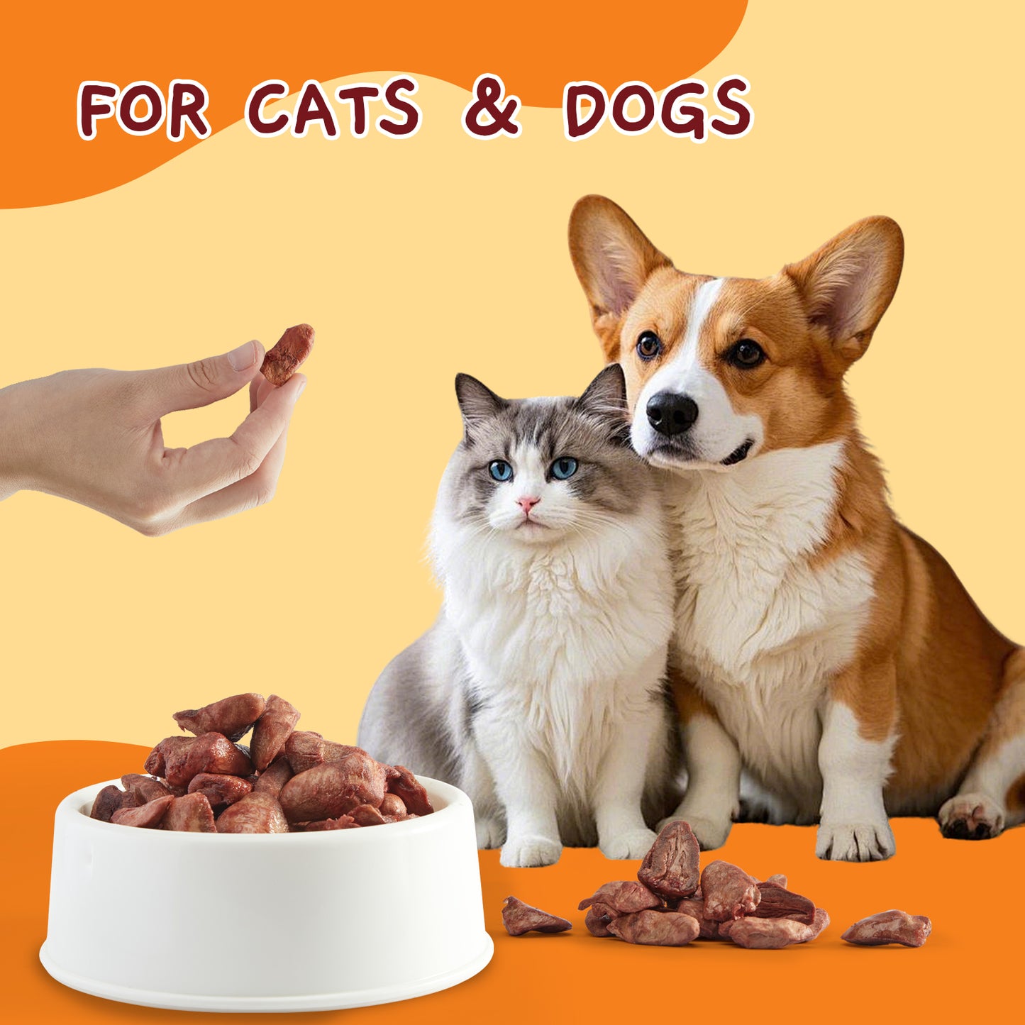Jungle Calling Freeze Dried Chicken Hearts Halves for Cats and Dogs, 4.2 oz Jar