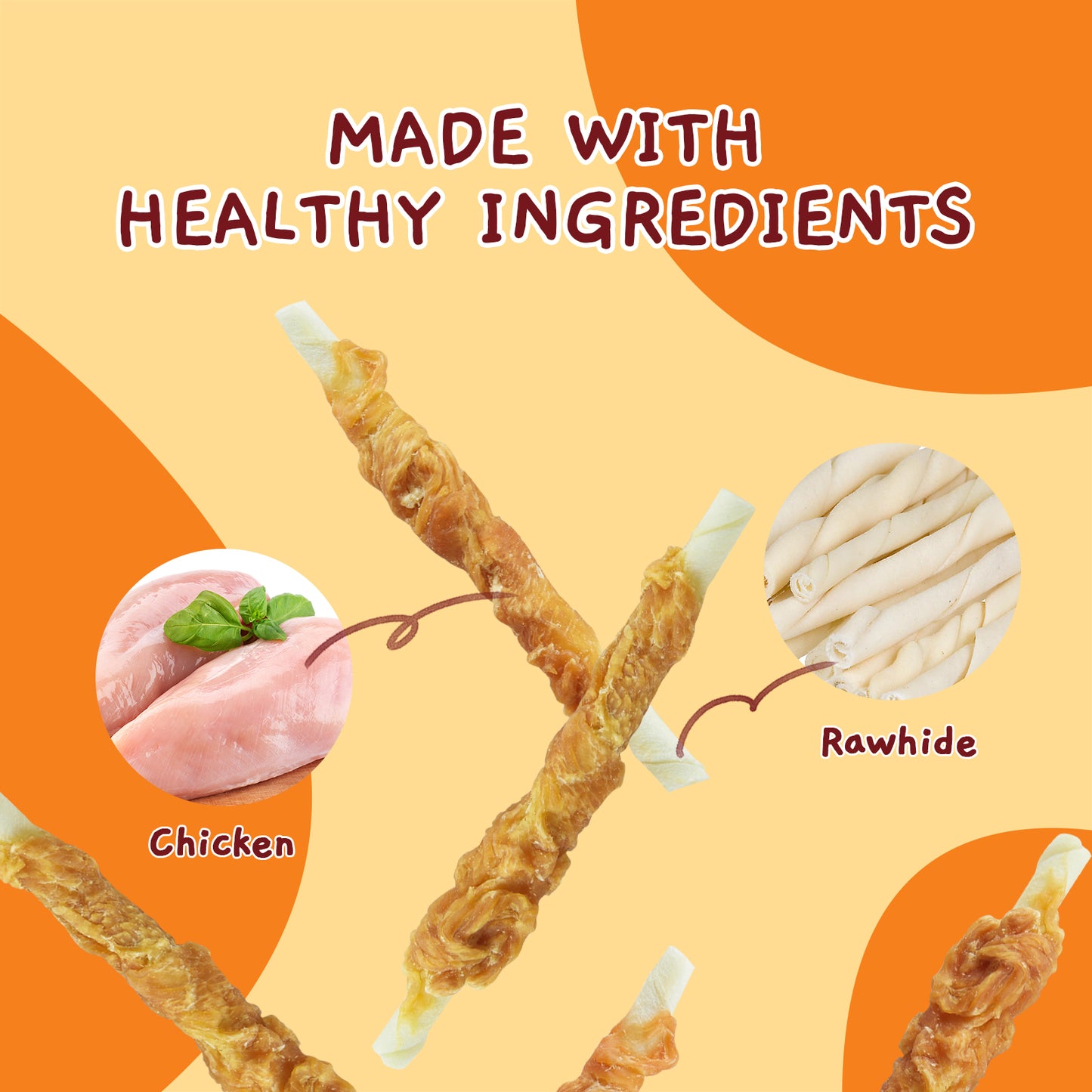 Jungle Calling Dog Treats, Chicken Wrapped Rawhide Sticks for Dogs, Puppy Training Treats Dog Chews Snacks, 5oz