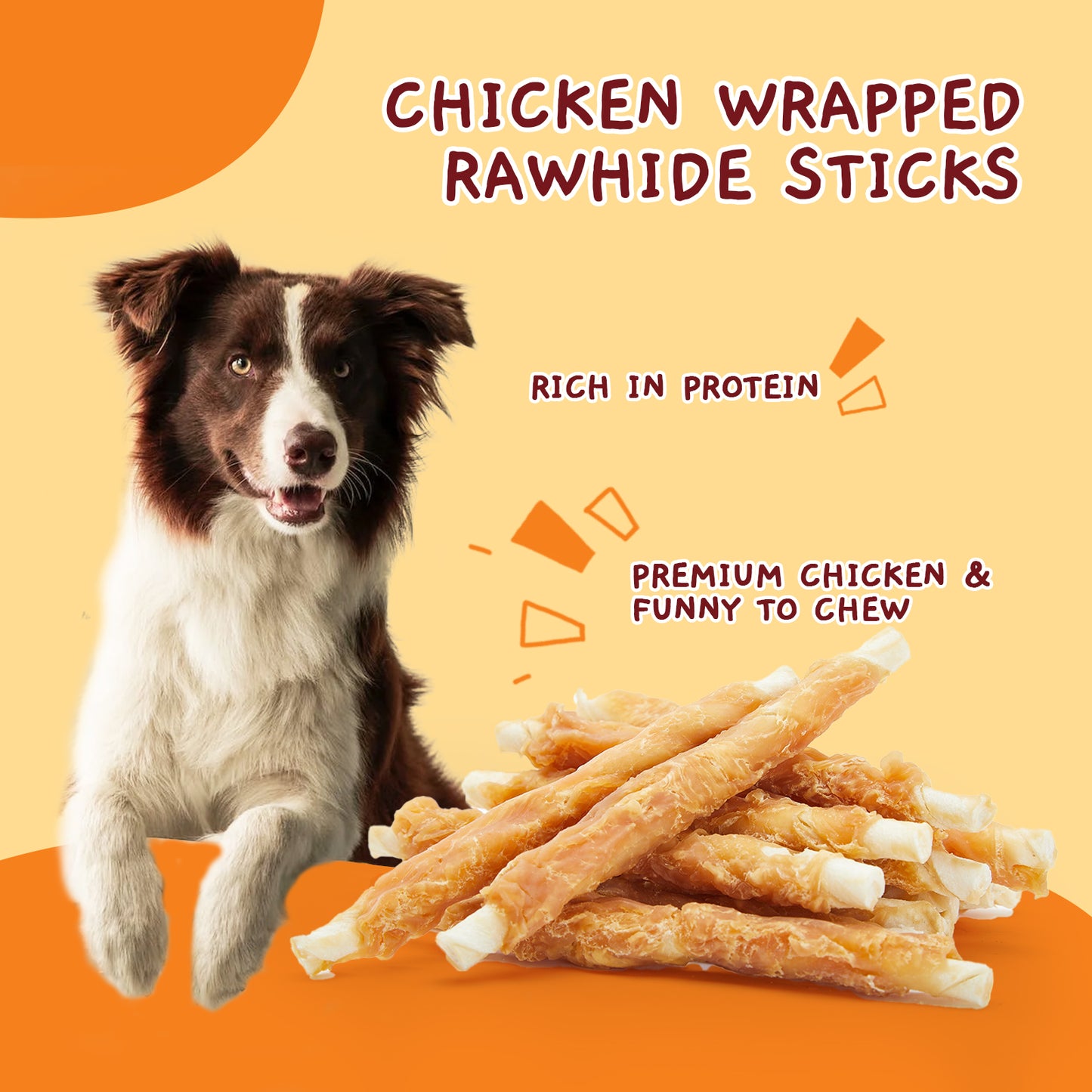 Jungle Calling Dog Treats, Chicken Wrapped Rawhide Sticks for Dogs, Puppy Training Treats Dog Chews Snacks, 5oz