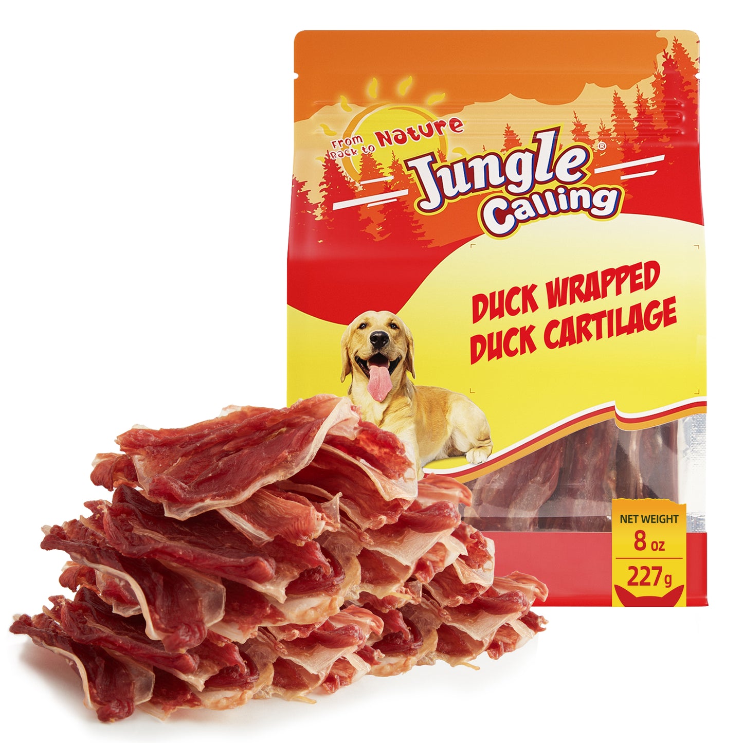 Jungle Calling Duck Wrapped Bones Dog Treats,Rawhide Free Dogs Snacks, 8 oz