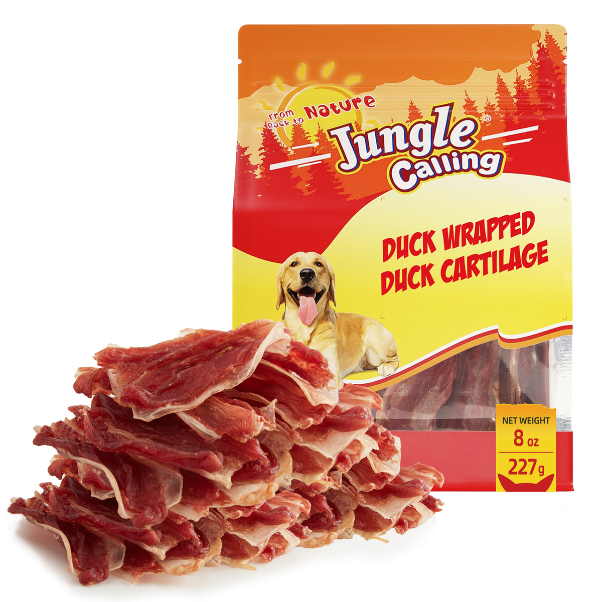 Jungle Calling Duck Wrapped Bones Dog Treats,Rawhide Free Dogs Snacks, 8 oz