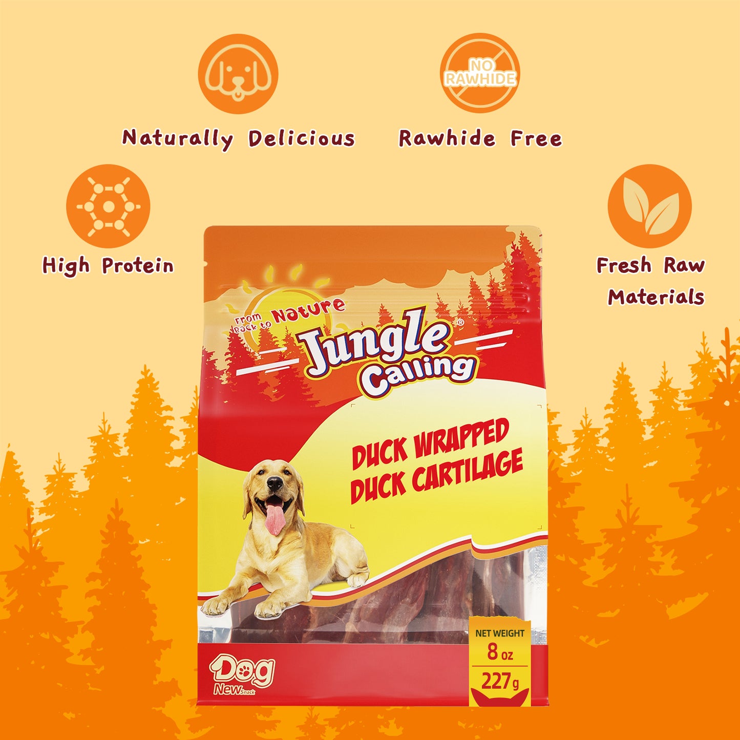 Jungle Calling Duck Wrapped Bones Dog Treats,Rawhide Free Dogs Snacks, 8 oz