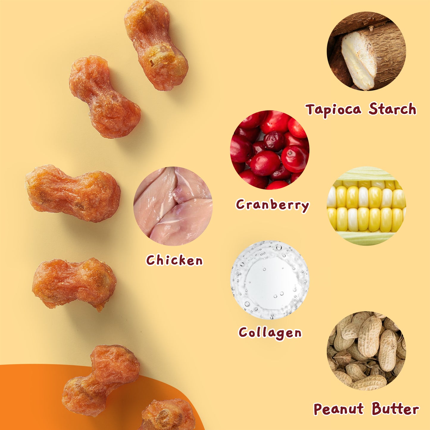 Jungle Calling Rawhide Free Dog Chew Treats, Real Chicken Wrapped Peanut Butter Bones, Teeth Clean Chewy Training Snacks, 11 oz