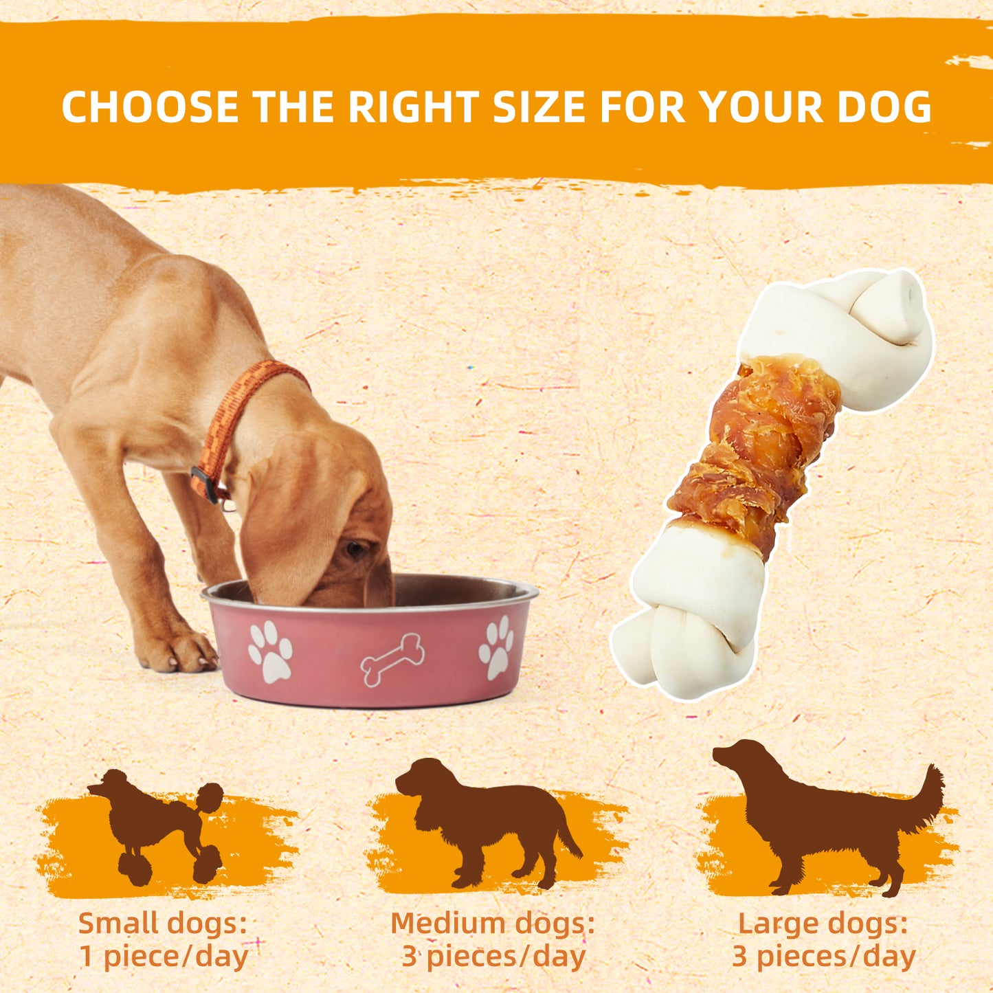 Rawhide Free Bones with Chicken for Medium & Large Dogs, Long Lasting Dog Chew Bones (6 Bones)