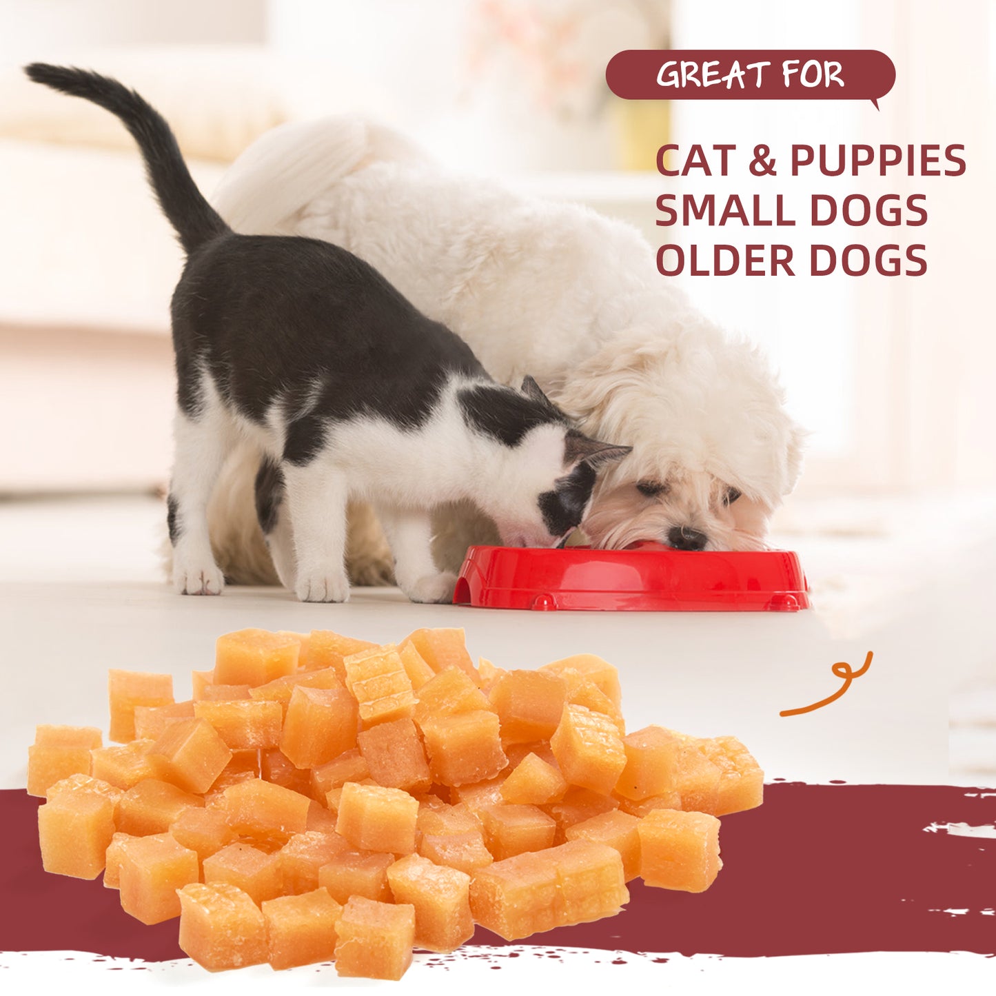 Soft Chicken Treats for Dog and Cat, Natural Grain Free Chewy Food Snacks for Training Rewards for Small Dogs, High Protein, 10.6 oz