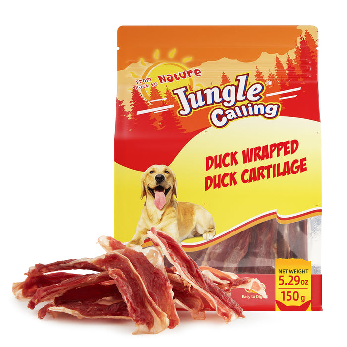 JUNGLE CALLING Duck Wrapped Duck Cartilage, Rawhide Free Dog Snacks,Healthy, Easily Digestible, and High Protein