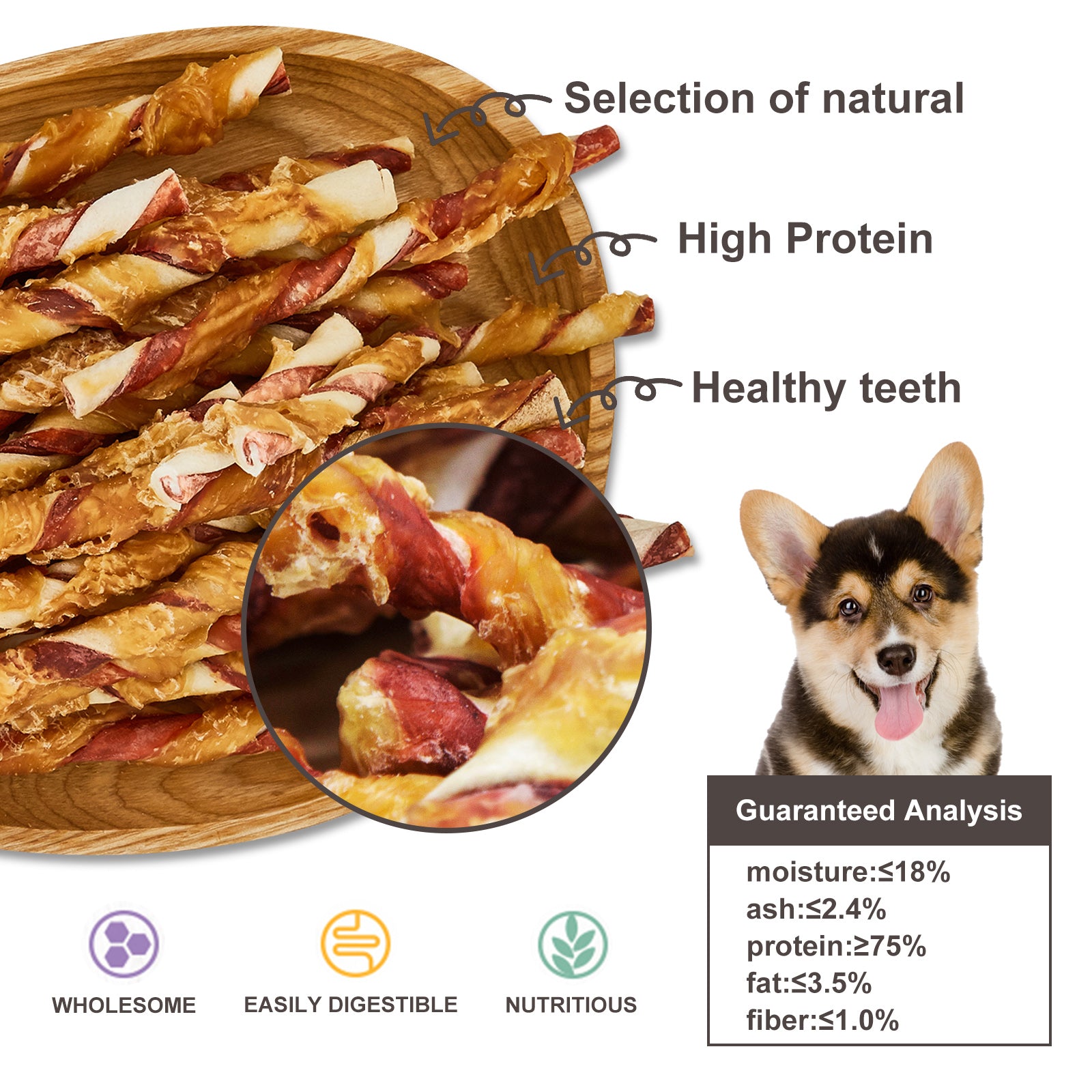 Twisted Love Canine Chews Chicken Wrapped Rawhide Sticks – 100