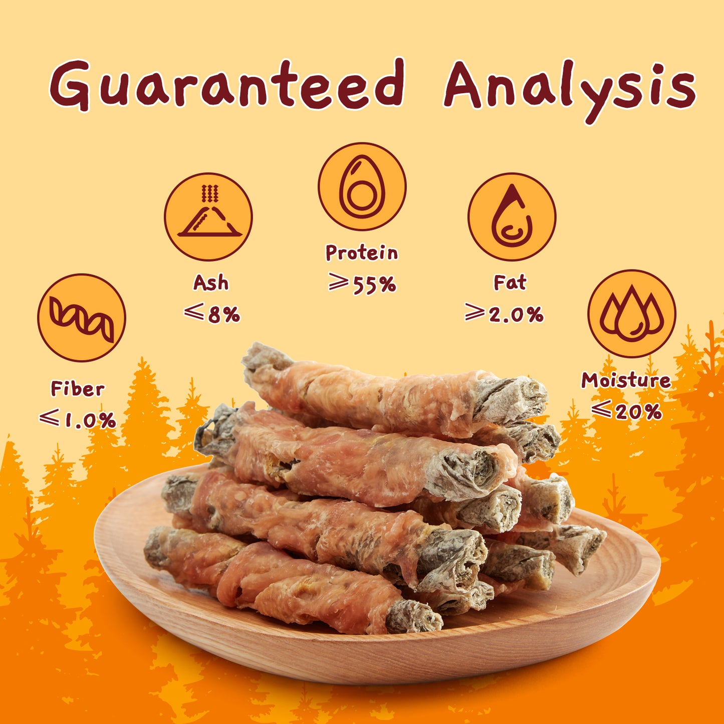 Dog Treats, High Protein Dog Chewy Treats Healthy Teeth and Coat, Chicken Wrapped Cod Skin Sticks, Rawhide Free Cod Fish Skin Treats for Dogs, 10.6 oz