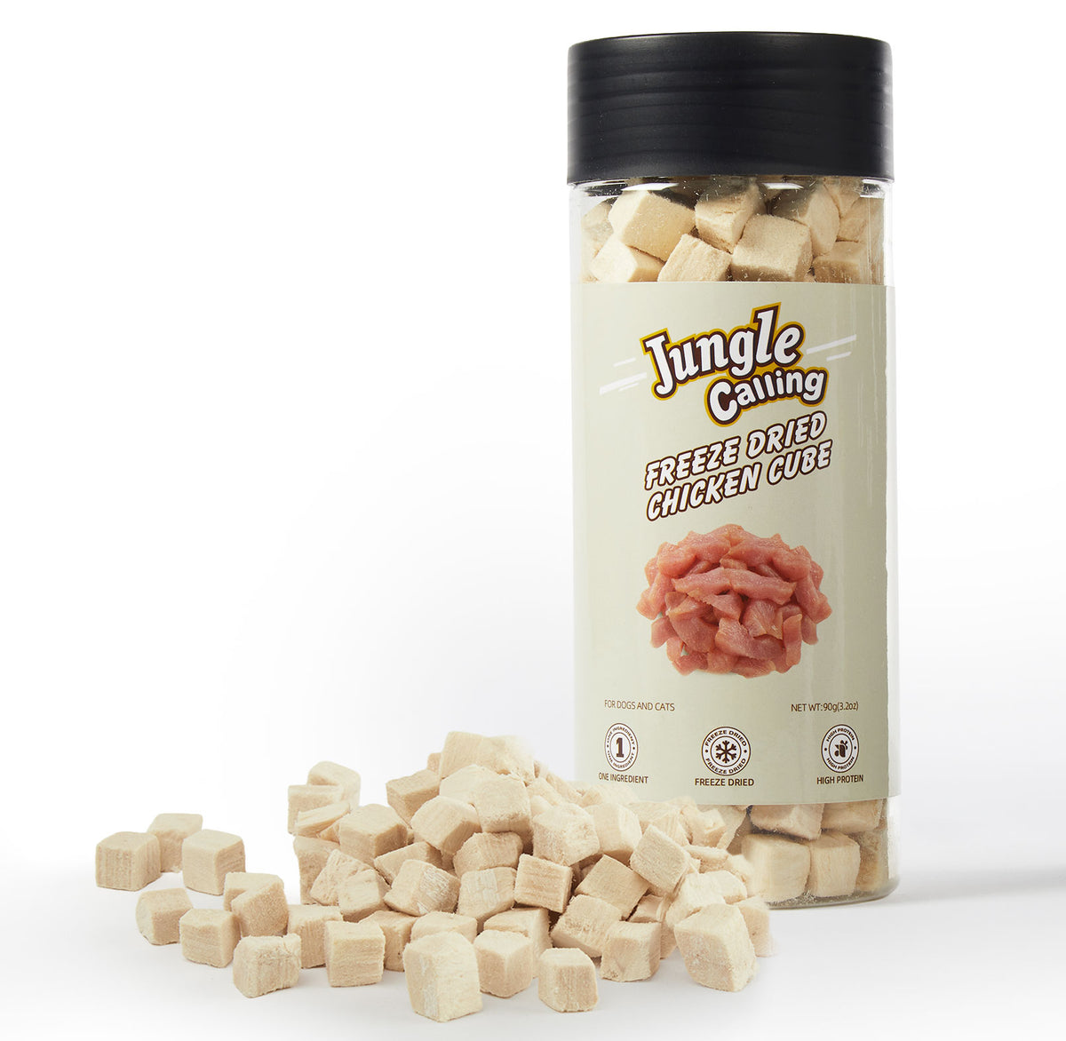 Jungle Calling Freeze Dried Chicken Treats for Cats & Dogs, Additive-Free (packaging)