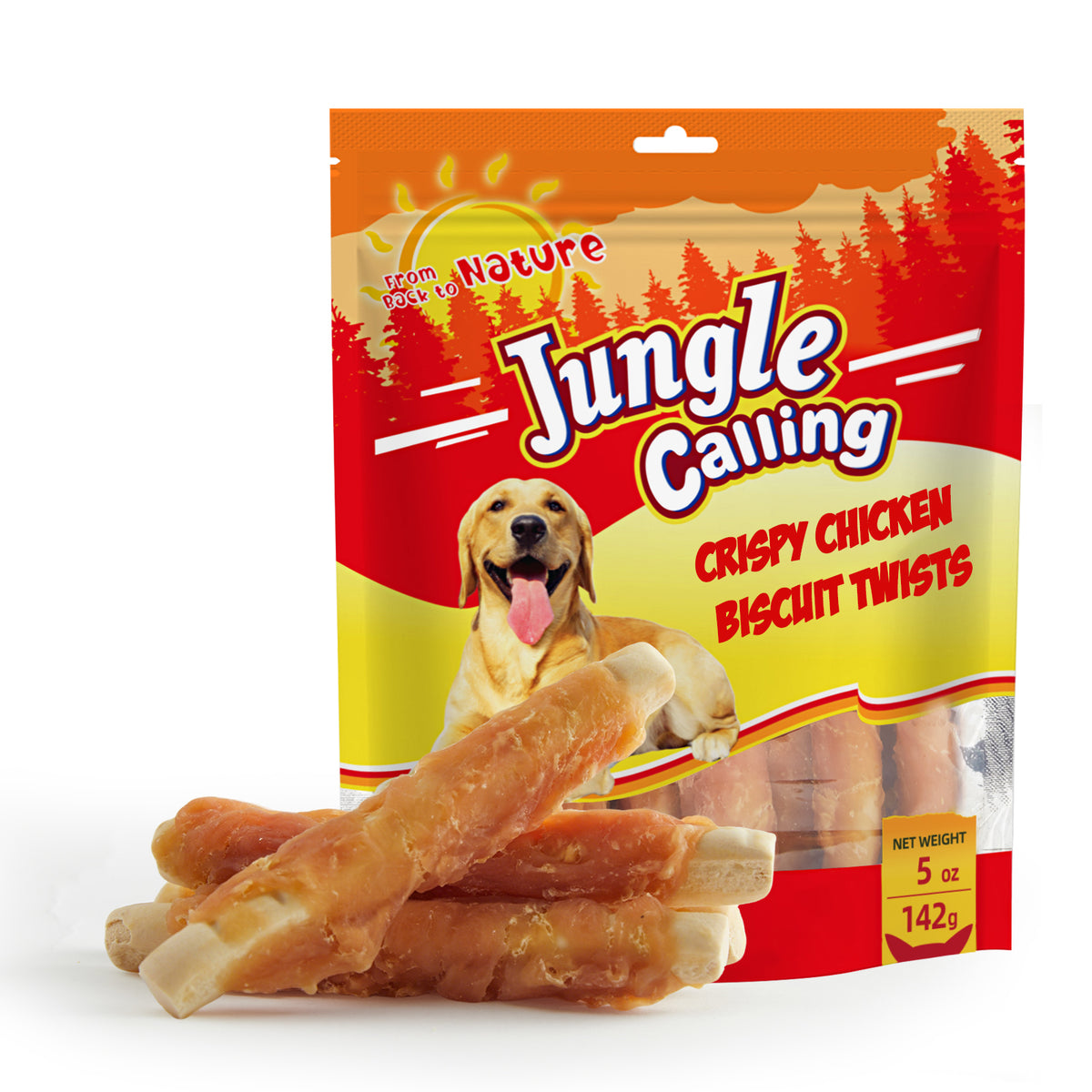 Jungle Calling Dog Treats, Chicken Wrapped Biscuits Dog Treats for All Dogs, Rawhide Free Soft Chewy Treats,5oz