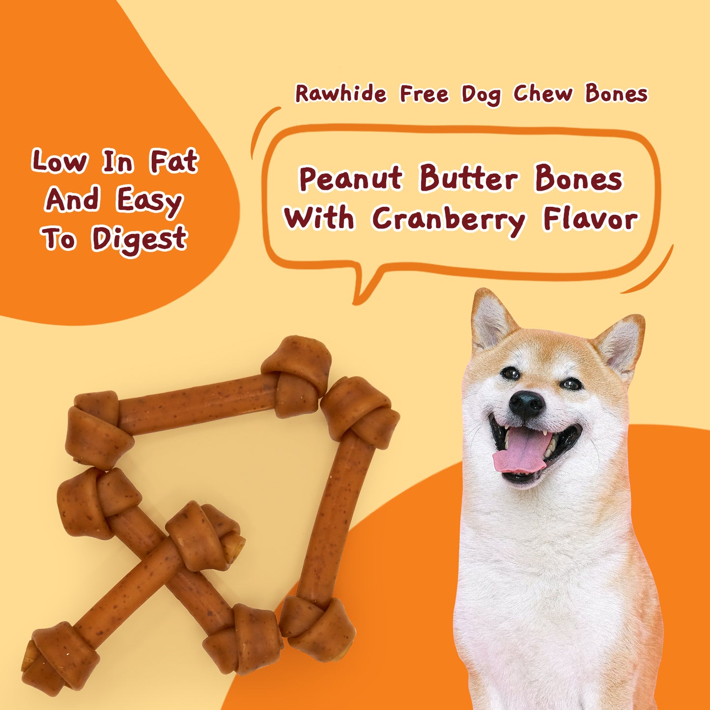 Jungle Calling 6.5-inch Peanut Butter Bones Rawhide-Free Dog Chews