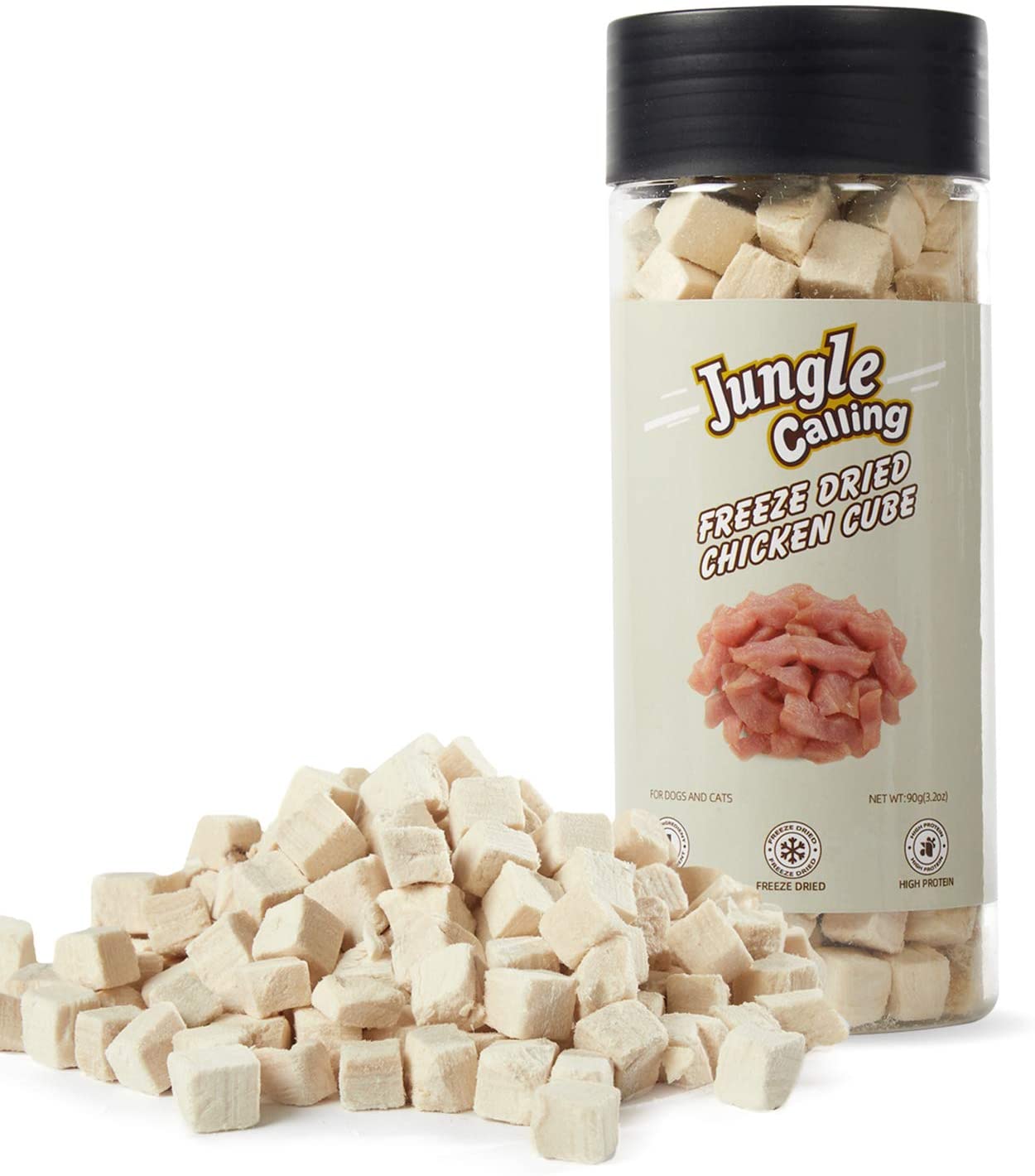 Freeze Dried Cat and Dog Treats, Grain Free, Raw Single Ingredient Chicken, High Protein Snacks for Training (Chicken Cube)