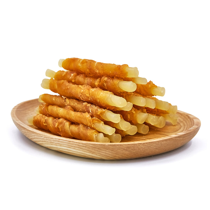 Rawhide Free Healthy Treats for Dogs, Chicken Wrapped Cod Sticks Dog Treats, Soft Chewy Treats for Training Rewards, 10.6 oz (Chicken)